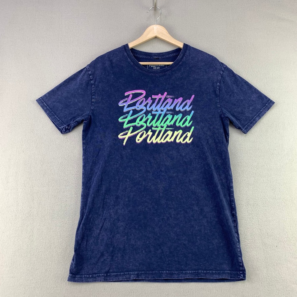Portland Gear Graphic T-Shirt Men Medium Blue Black Bundle 2 Short Sleeve Cotton